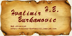 Hvalimir Burkanović vizit kartica